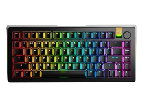 Glorious Gaming GMMK 3 PRO HE 75% Prebuilt, Trådløs, RF trådløs + Bluetooth, Mekanisk nøkkelbryter, QWERTY, RGB LED, Svart