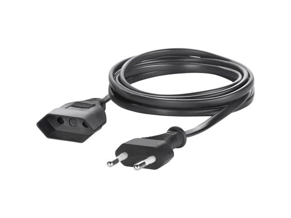 Conrad SY-5042686 Strom Verlängerungskabel Schwarz 5.00 m H03VVH2-F 2X 0.75, 5 m, Sisätila, Tyyppi C, Tyyppi C, Suora, IP20