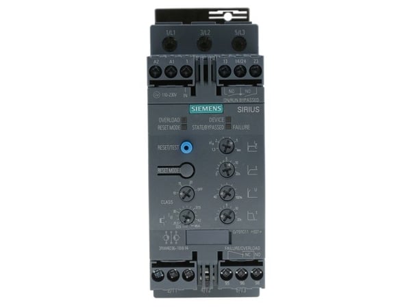 Siemens mykstartmotoreffekt ved 400 V 22 kW motoreffekt ved 230 V 11 kW 400 V/AC merkestrøm 45 A 3RW4036 (3RW4036-1BB14)