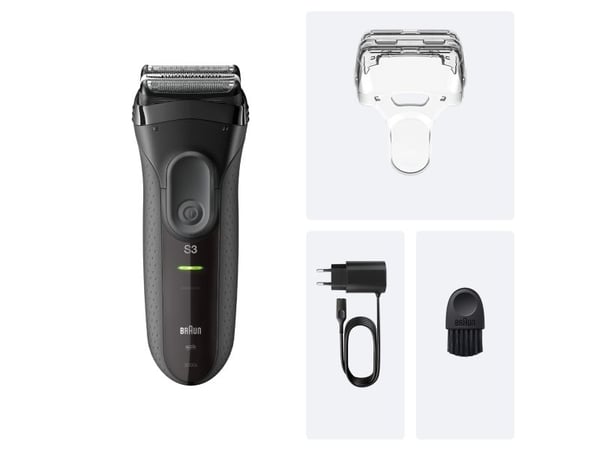 Braun Serie 3 3000S, Barberingsmaskin, Grå, Lade, AC / batteri, Innebygd batteri, 30 min