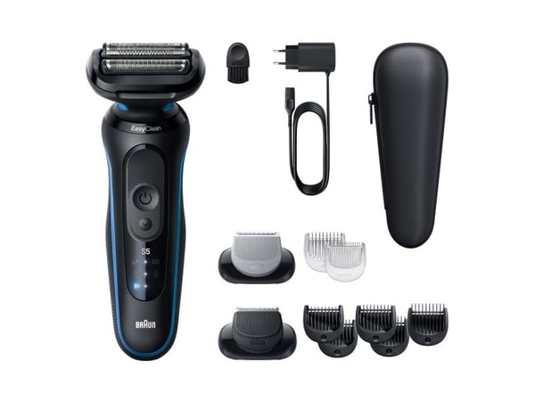Braun Series 5 52-B1650S, Barberingsmaskin, Blå, Knapper, Batteri, Innebygd batteri, 50 min