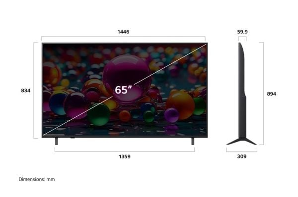 LG UHD AI 65UA75003LA, 165,1 cm (65"), 3840 x 2160 piksler, LED, Smart TV, Wi-Fi, Svart