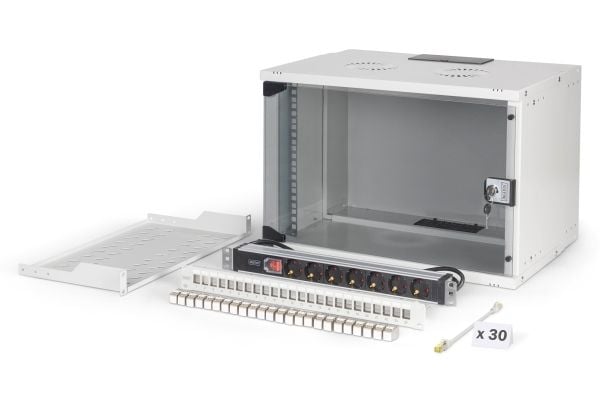 Digitus SOHO PRO Series - Skap - 540x400 mm (WxD) - veggmonterbar - RAL 7035, lysegrå - 7U - 19"