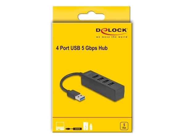 Delock - Hub - 5 Gbps, USB-A - 4 x USB 3.2 Gen 1 - stasjonær