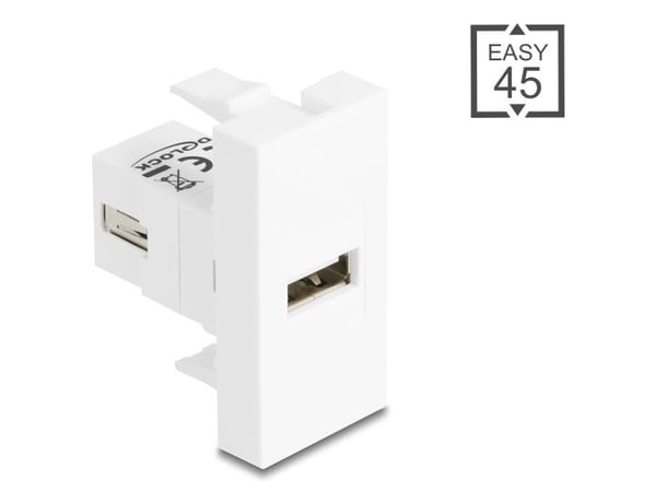 Delock Easy 45 -moduuli USB 2.0 Type-A naaras USB 2.0 Type-A naaras USB 2.0 Type-A valkoinen
