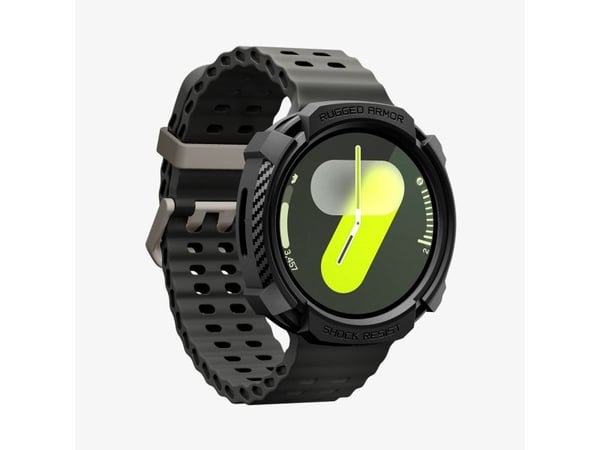 Spigen Rugged Armor, Etui, Smartklokke, Sort, Samsung, Watch 8 (44mm), Termoplastisk polyuretan (TPU)