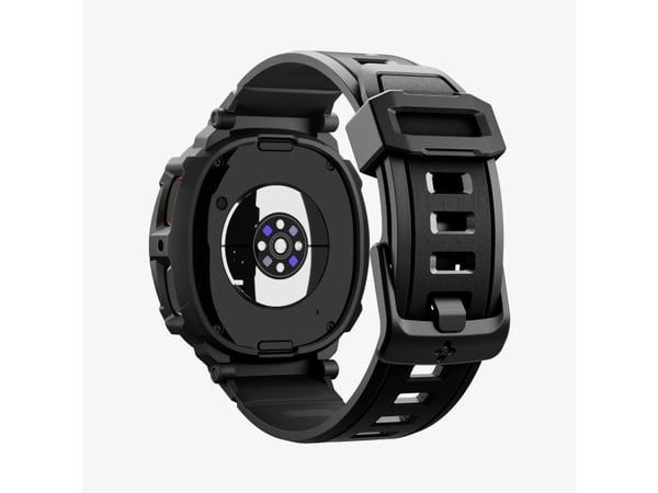 Spigen Rugged Armor Pro, Etui + bånd, Smartklokke, Sort, Samsung, Watch 8 (44mm), Termoplastisk polyuretan (TPU)