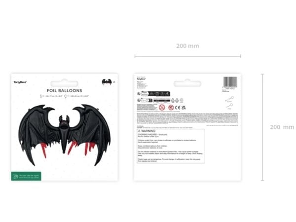 PartyDeco Bat, Party decoration kit, Foil, Black, Image, Animal, CE
