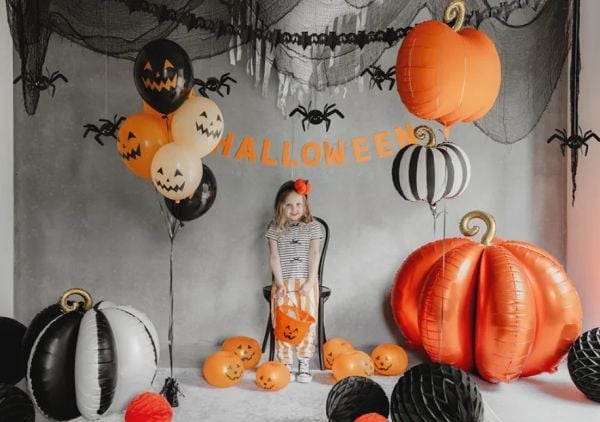 PartyDeco 3D Pumpkin, Dekorasjon, Folie, Oransje, Monokromatisk, Halloween, 90 cm