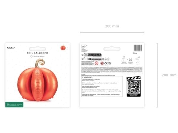 PartyDeco 3D Pumpkin, Dekorasjon, Folie, Oransje, Monokromatisk, Halloween, 90 cm