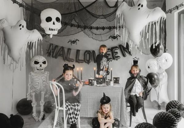 PartyDeco Skull, Dekorasjon, Folie, Hvit, Bilde, Halloween, Gutt/Jente