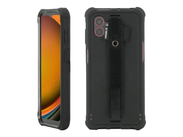 Mobilis PROTECH - Bagsidecover til mobiltelefon - grov - med håndrem - sort - for Samsung Galaxy XCover7 Pro