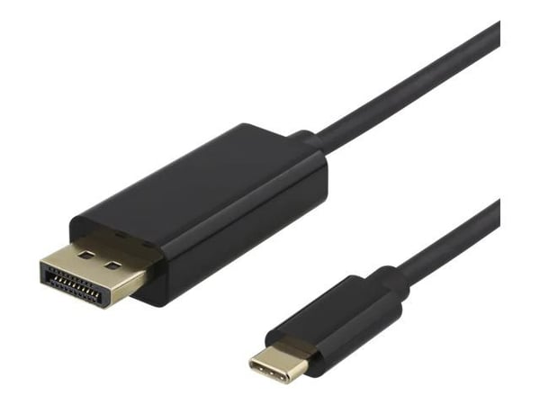 DELTACO - Adapterkabel - 24 pin USB-C (hane) till DisplayPort (hane) - 1 m - 4K60Hz (3840 x 2160) stöd - svart