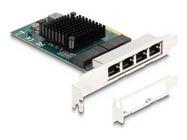 Delock - Nettverksadapter - PCIe 2.0 x4 lav profil - Gigabit Ethernet x 4