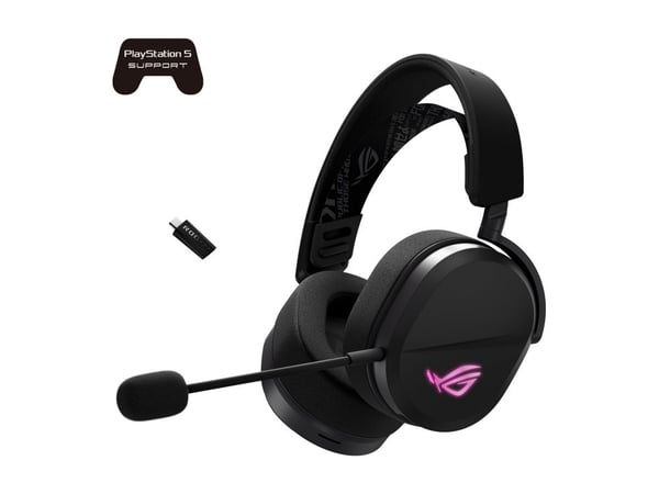 ASUS ROG Pelta - Hodesett - full størrelse - Bluetooth / 2,4 GHz radiofrekvens - trådløs - svart