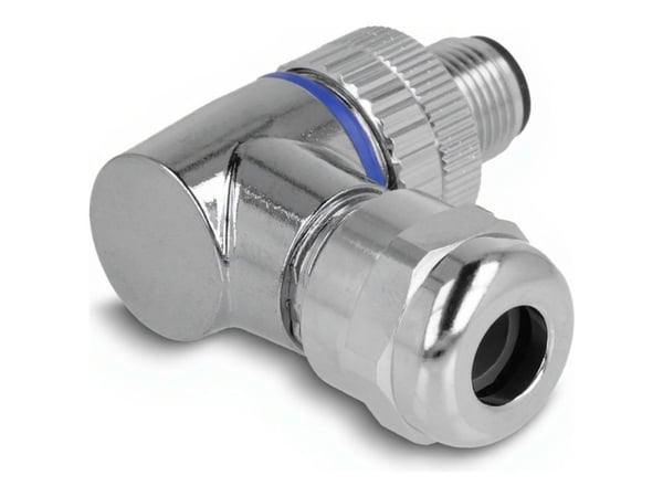 Delock - Strømkoblingsadapter - 4-pins M12 (hann) vinklet til skrueterminal - 250 V - 4 A - A-kodet - sølv, svart