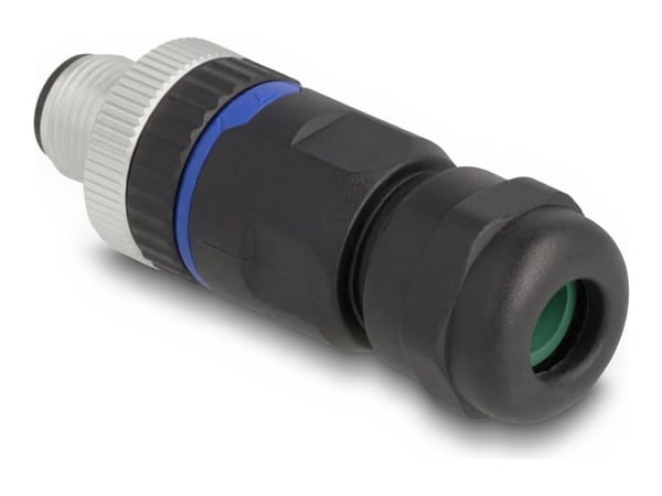 Delock - Strømkontakt - 4-stifts M12-A (hunn) til skrueterminal - 250 V - 4 A - svart