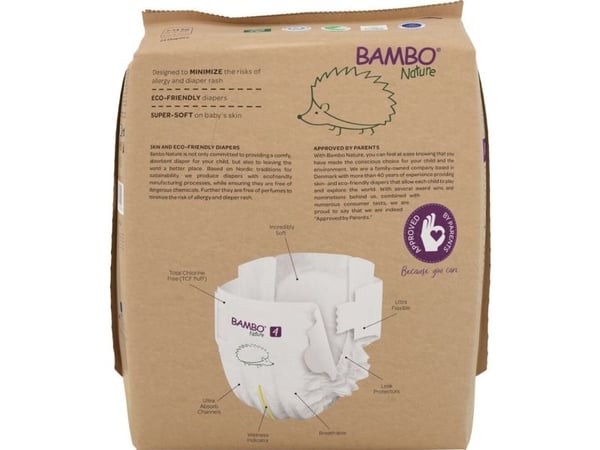 Børneble, tapeble, miljømærket, Bambo Nature, 4, papirspose, paper bag - (6 stk.)