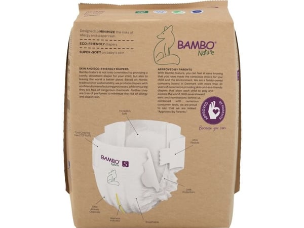 Børneble, tapeble, miljømærket, Bambo Nature, 5, papirspose, paper bag - (6 stk.)
