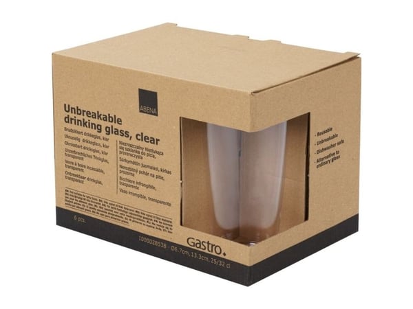 Drikkeglas, ABENA Gastro, 13,3cm, Ø6,7cm, 25 cl, 32 cl, klar, SAN, 6 stk/pakke - (6 stk.)