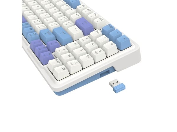 REDRAGON K664WBP-RGB-PRO Gloria Pro, Ledning & Trådløs, USB + RF Wireless + Bluetooth, Mekanisk nøkkelbryter, Hvit, Blå, Lilla