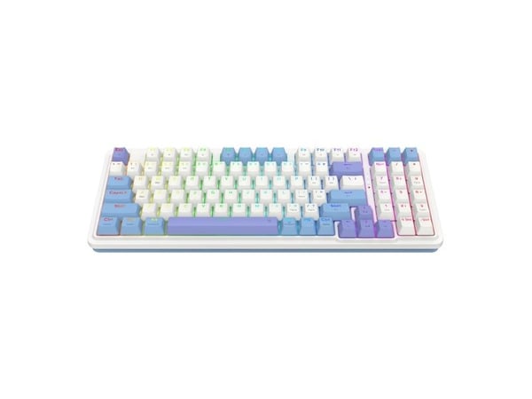 REDRAGON K664WBP-RGB-PRO Gloria Pro, Ledning & Trådløs, USB + RF Wireless + Bluetooth, Mekanisk nøkkelbryter, Hvit, Blå, Lilla