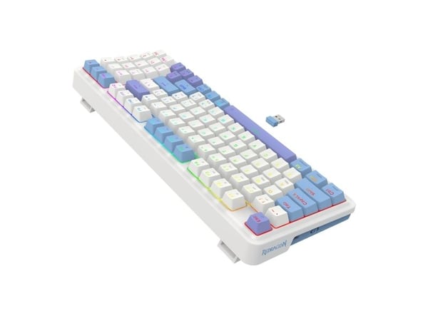 REDRAGON K664WBP-RGB-PRO Gloria Pro, Ledning & Trådløs, USB + RF Wireless + Bluetooth, Mekanisk nøkkelbryter, Hvit, Blå, Lilla