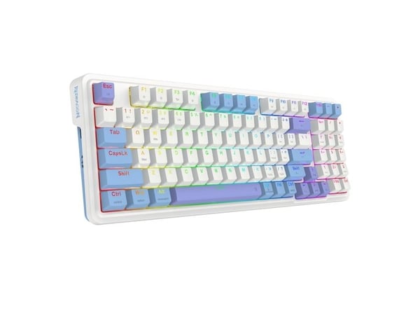 REDRAGON K664WBP-RGB-PRO Gloria Pro, Ledning & Trådløs, USB + RF Wireless + Bluetooth, Mekanisk nøkkelbryter, Hvit, Blå, Lilla