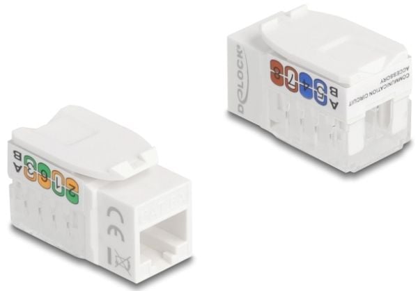 Delock - Modulinnlegg - toolfree - CAT 6a - UTP - RJ-45, LSA - hvit