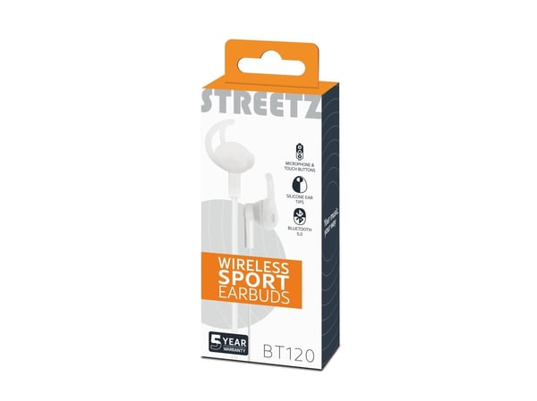 Streetz HL-BT304, Trådløs, Samtale/Musikk/Sport/Hverdag, 20 - 20000 Hz, 20 g, Hodesett, Hvit