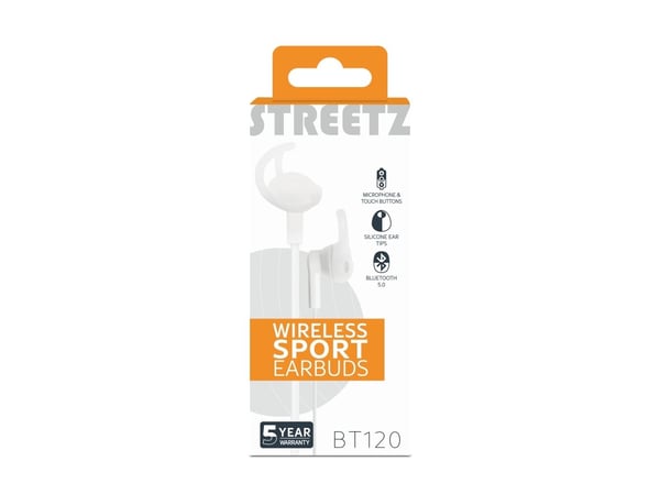 Streetz HL-BT304, Trådløs, Samtale/Musikk/Sport/Hverdag, 20 - 20000 Hz, 20 g, Hodesett, Hvit