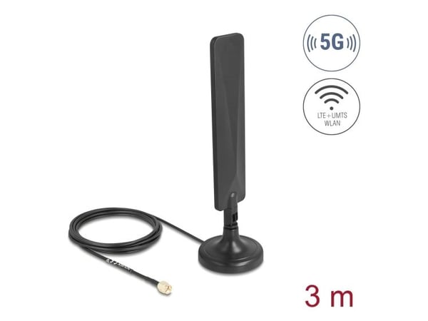Delock - Antenne - dipol - mobiltelefon, Wi-Fi, IoT, Bluetooth - rundtstrålende - innendørs, magnetmonterbar