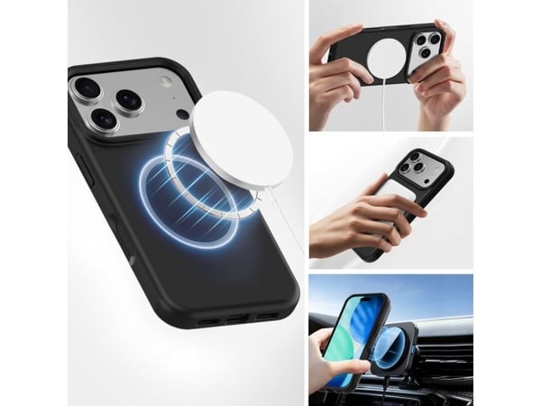 4smarts Cupertino - Baksidedeksel for mobiltelefon - MagSafe-samsvar - silikon - svart - for Apple iPhone 17 Pro Max