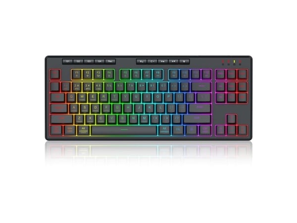 REDRAGON K516RGB-PRO SHIVA PRO 87, Trådløs, USB + RF Wireless + Bluetooth, Membrannøkkelbryter, Sort