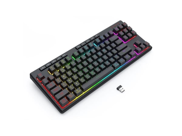 REDRAGON K516RGB-PRO SHIVA PRO 87, Trådløs, USB + RF Wireless + Bluetooth, Membrannøkkelbryter, Sort