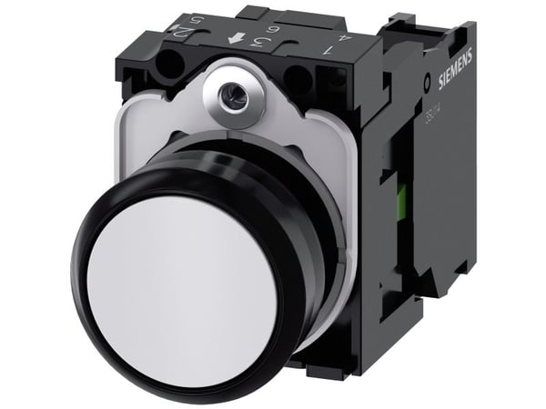 Siemens 3SU11000AB601BA0 3SU1100-0AB60-1BA0 Painike Eturengas muovia, pyöreä Painike Musta, valkoinen 1 kpl 1 kpl