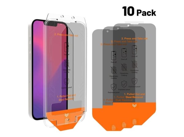 4smarts Second Glass Privacy, Apple, iPhone 13, iPhone 13 Pro, iPhone 14, iPhone 16e, Støvresistent, Oljebestandig, Gjennomsiktig, 10 stykker