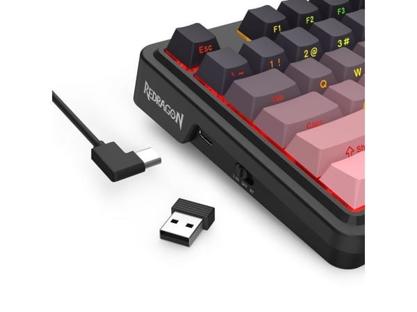 REDRAGON K728SP-RGB-PRO Antonium Pro, Trådløs, USB + RF Wireless + Bluetooth, Mekanisk nøkkelbryter, Sort, Rosa