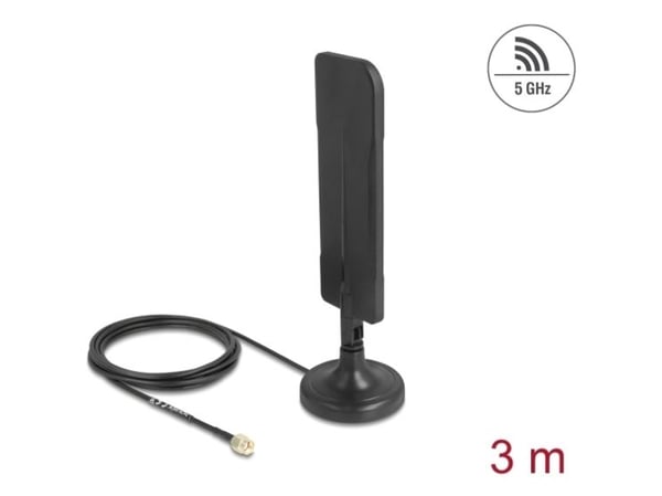Delock - Antenne - dipol - Wi-Fi - 3 dBi - rundtstrålende - innendørs, magnetmonterbar