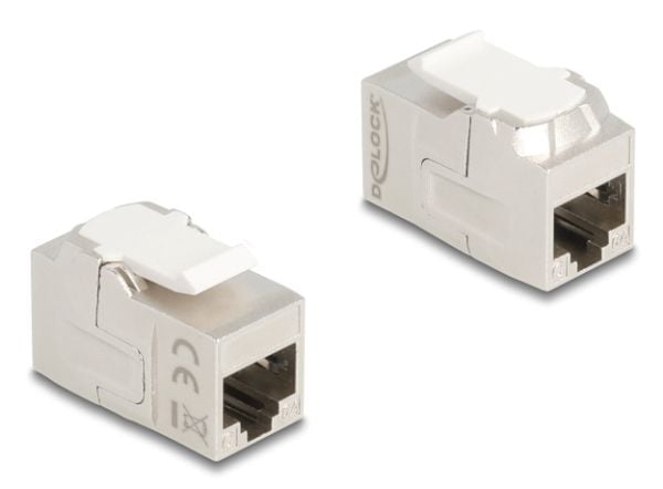 DeLOCK 90718, Tasainen, Hopea, Valkoinen, RJ-45, RJ-45, Naaras, Naaras