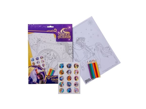 UNICORN ACADEMY, Coloring set w/6 col. pencils