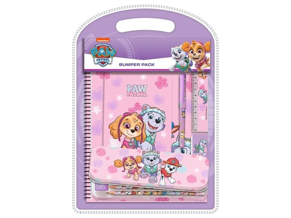 Paw Patrol jenter, bumper-sett m/ tinnetui, notatbok