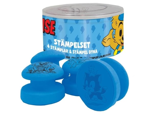 BAMSE stämpelset med 4 stämplar och stämpeldyna