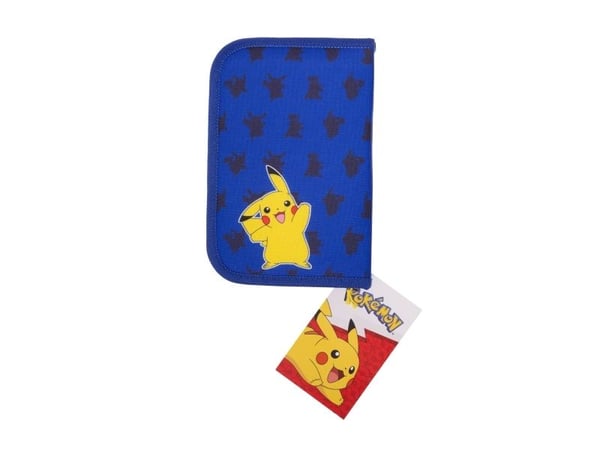 POKÉMON Filled single decker pencil case, 300D rich nylon,20 x 12.8 x 3 cm. Contents: 8 triangular sharpened colour pencils, 1 triangular sharpene...