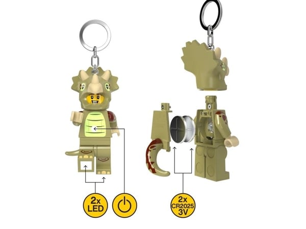 LEGO® nøkkelring minifigur med lys Triceratops kostyme fan