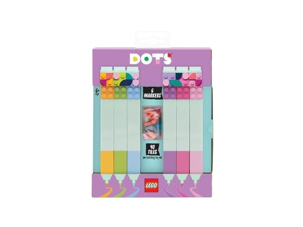 LEGO DOTS, markers, 6-pk + 40 fargerike plater
