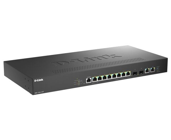 D-Link DMS-1250-12TP - Switch - L2+ - smart - 8 x 10/100/1000/2.5G (PoE+) + 2 x 10 Gigabit Ethernet + 2 x 10 Gigabit SFP+ - stasjonær - PoE+ (240 W)