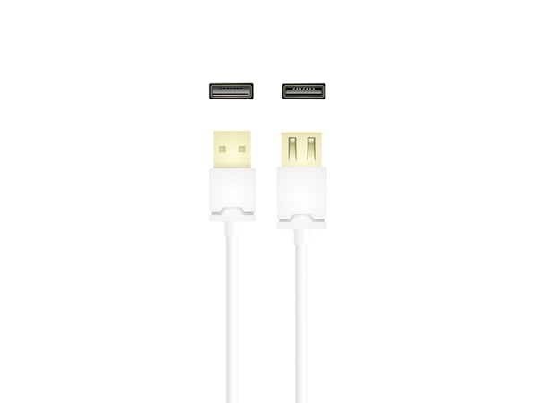 USB 2.0-förlängningskabel A hane-till A hona, 5 m, vit