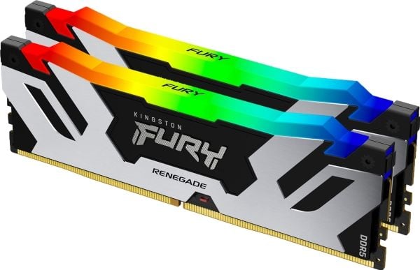 Kingston FURY Renegade RGB - DDR5 - sett - 96 GB: 2 x 48 GB - DIMM 288-pin - 6400 MT/s / PC5-51200 - CL32 - 1.4 V - ikke-bufret - on-die ECC - svar...