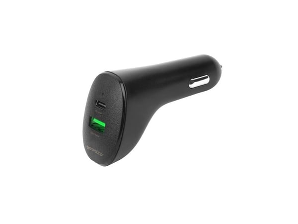 Car Charger, 1x USB-A 18W, 1x USB-C 20W, Black